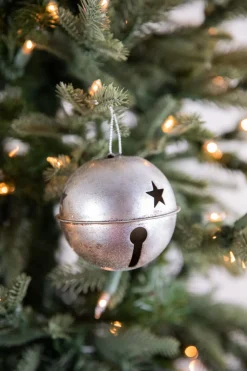 3.5" Glitter Metal Antique Bell Ornament - Silver