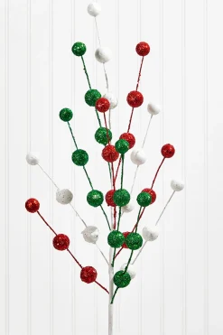 32" Glitter/Mica Ball Spray - Red/Green/White