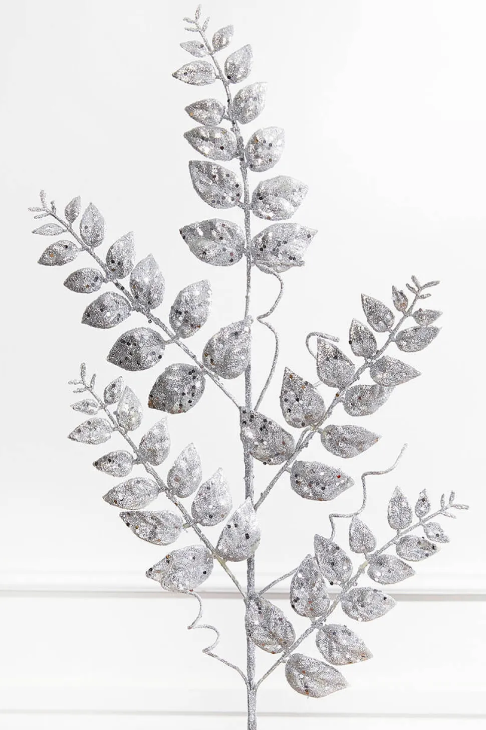 35” Glitter/Mica Later Fern Spray Silver