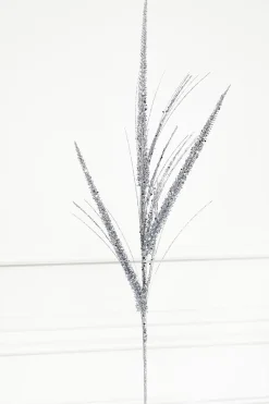 34" Glitter/Mica Triple Spike Grass Spray - Silver