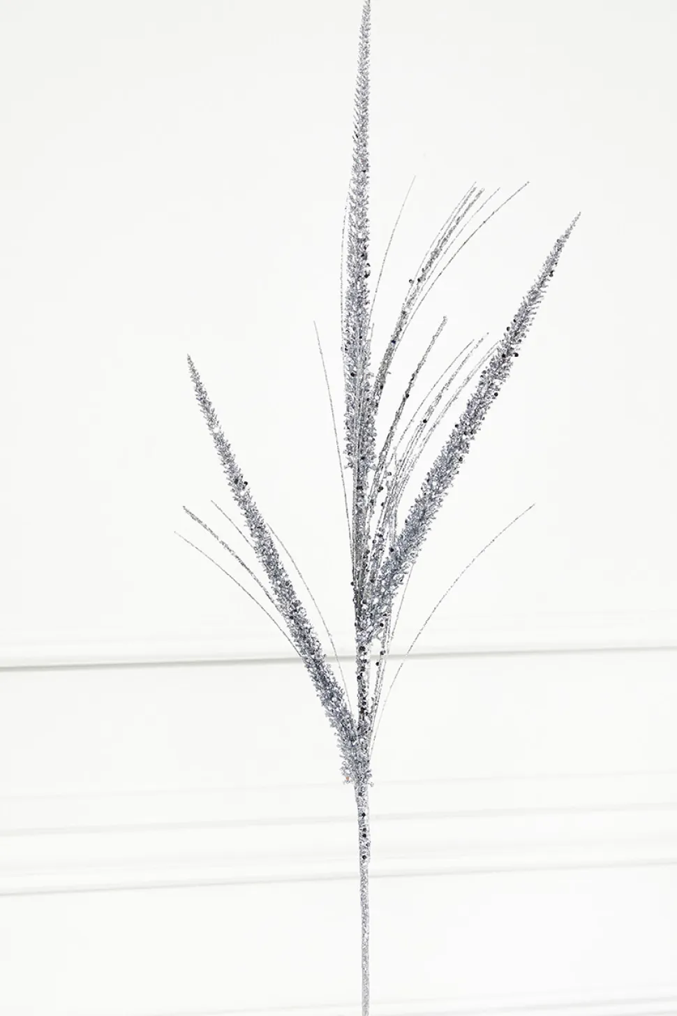 34" Glitter/Mica Triple Spike Grass Spray - Silver