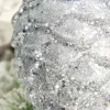 9" Glitter Pinecone with Hanger - Silver