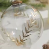 5" Golden Etched Laurel Glass Ornament