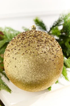 6" Gold Glitter Hanger Ball Ornament