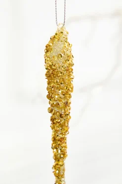 10" Gold Icicle Glass Ornament