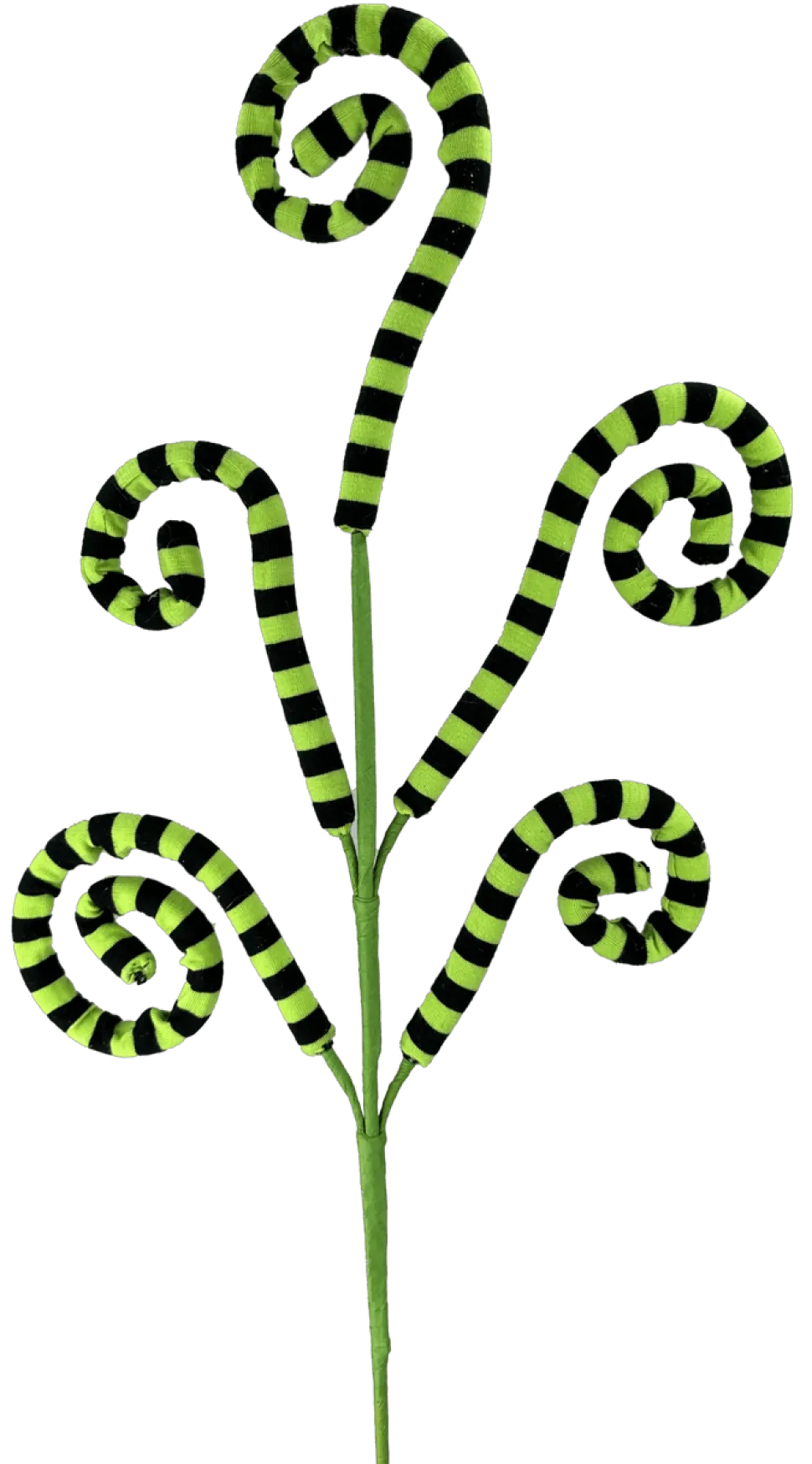 26" Green and Black Striped Curly Spray