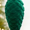9" Green Flocked Pinecone Ornament