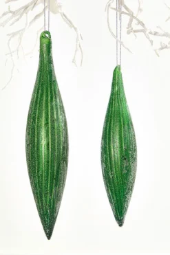 7" Green Glass Ornament