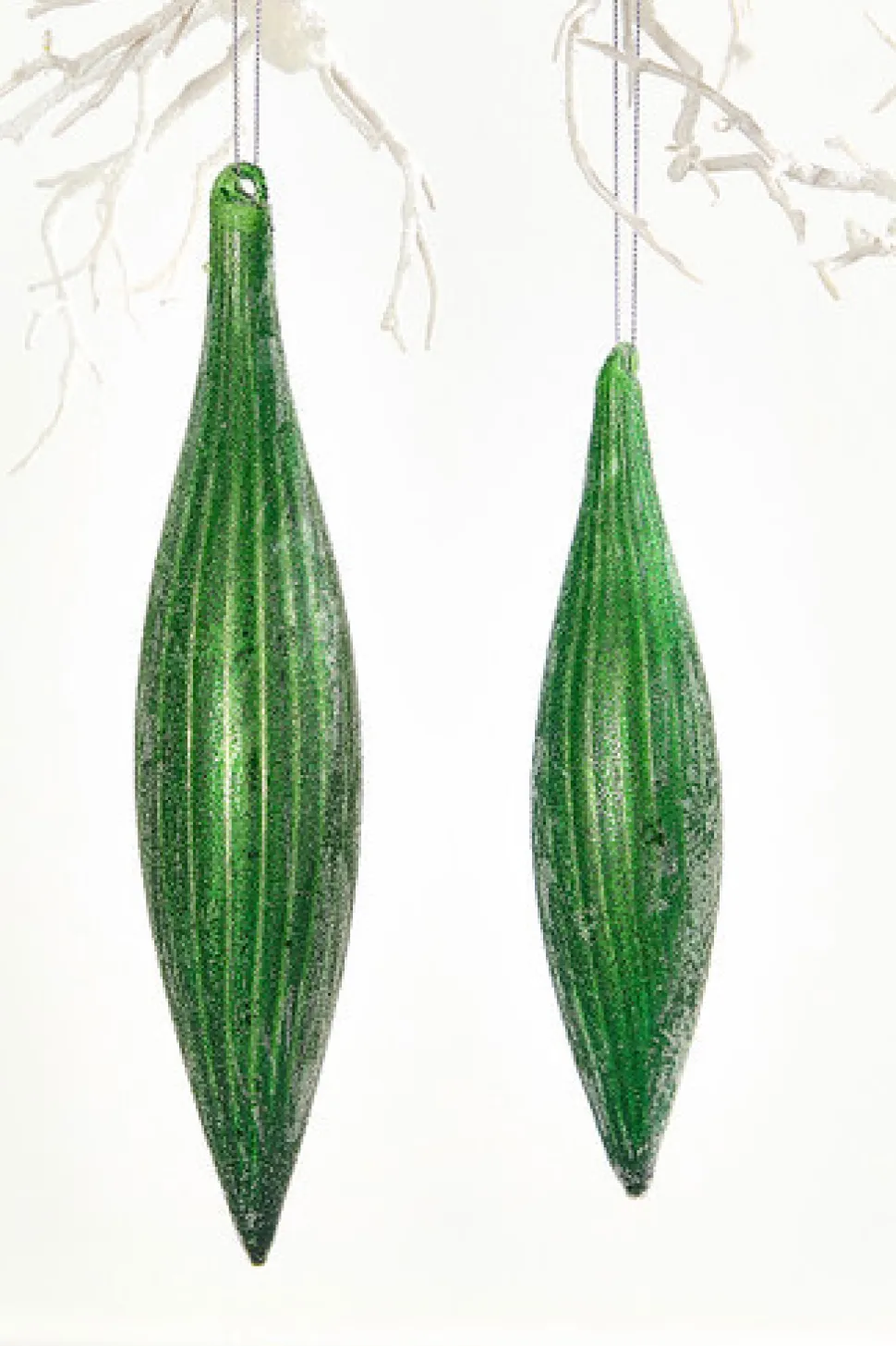 7" Green Glass Ornament