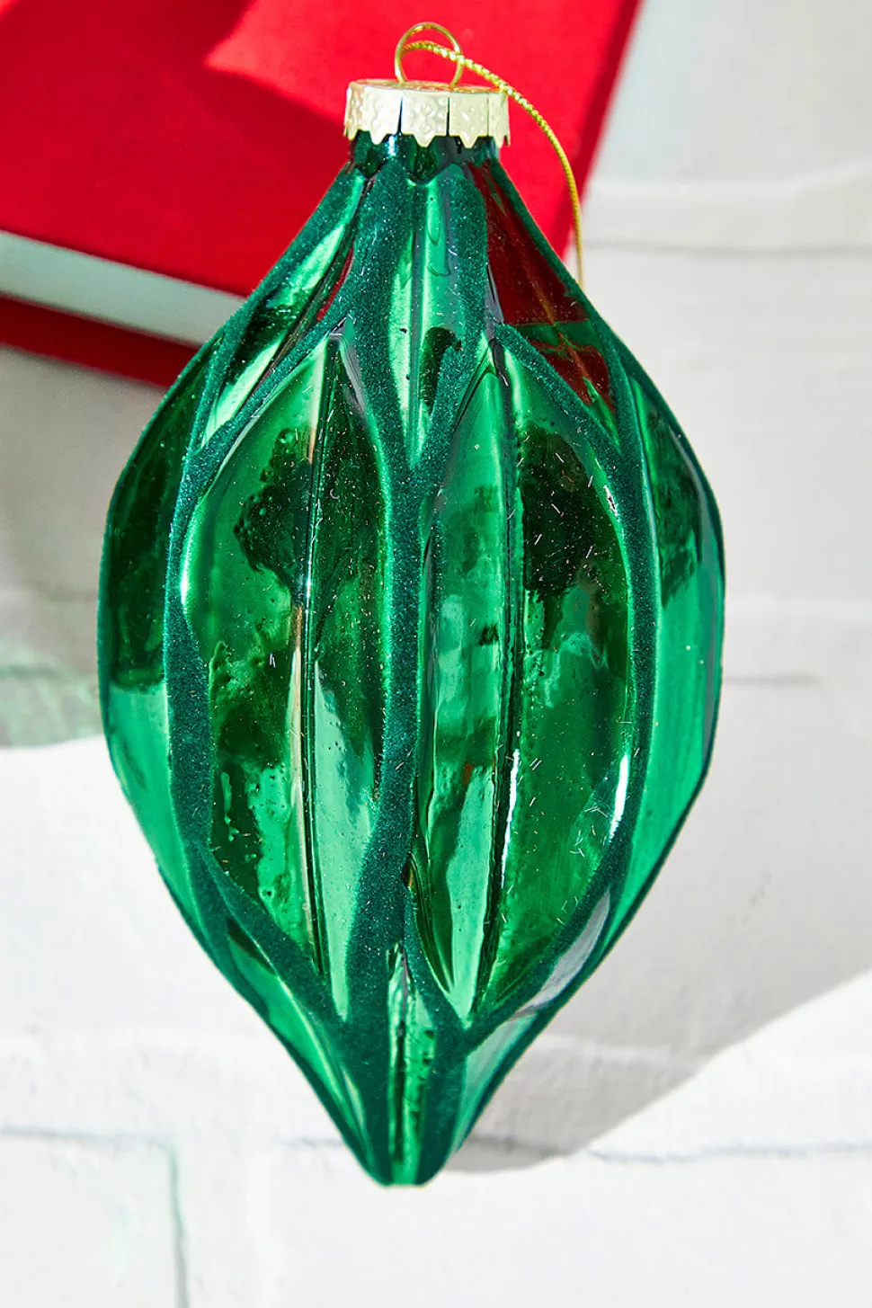 6" Green Glass Ornament
