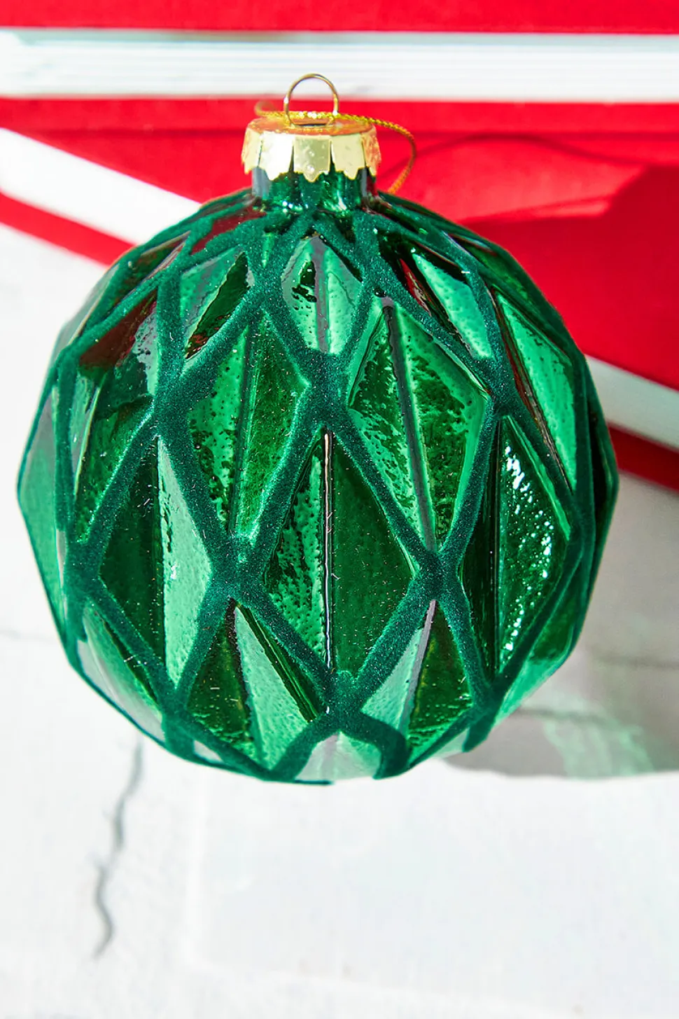 6" Green Glass Ornament