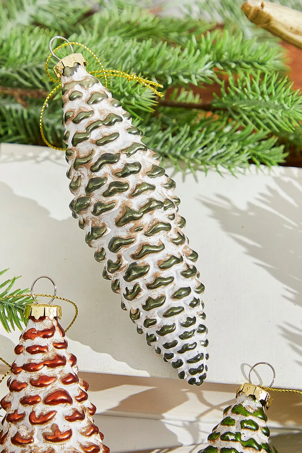 6” Holiday Pinecone Glass Ornament