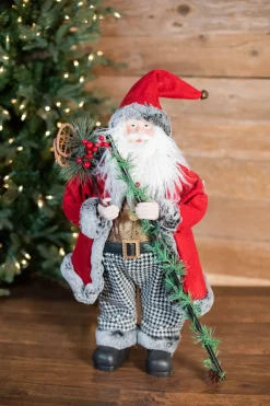 24” Holiday Santa with Houndstooth Pants Figurine