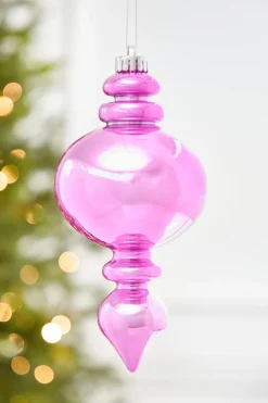 9" Hot Pink Pearlescent Finial Ornament