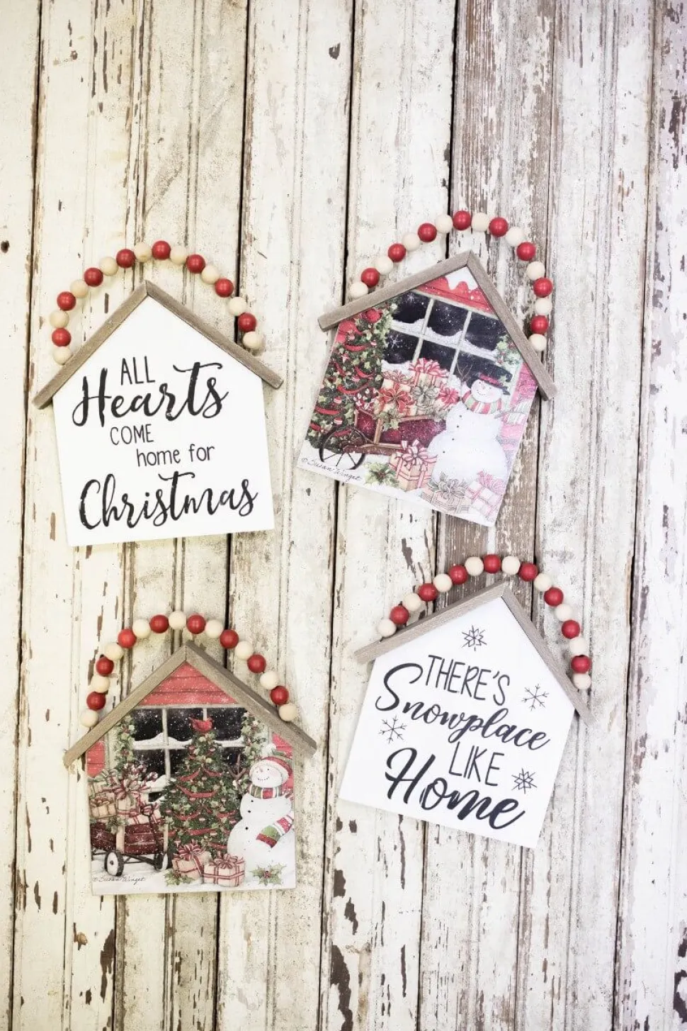7.5”H Snowman Wall Hanging with Beaded Hanger