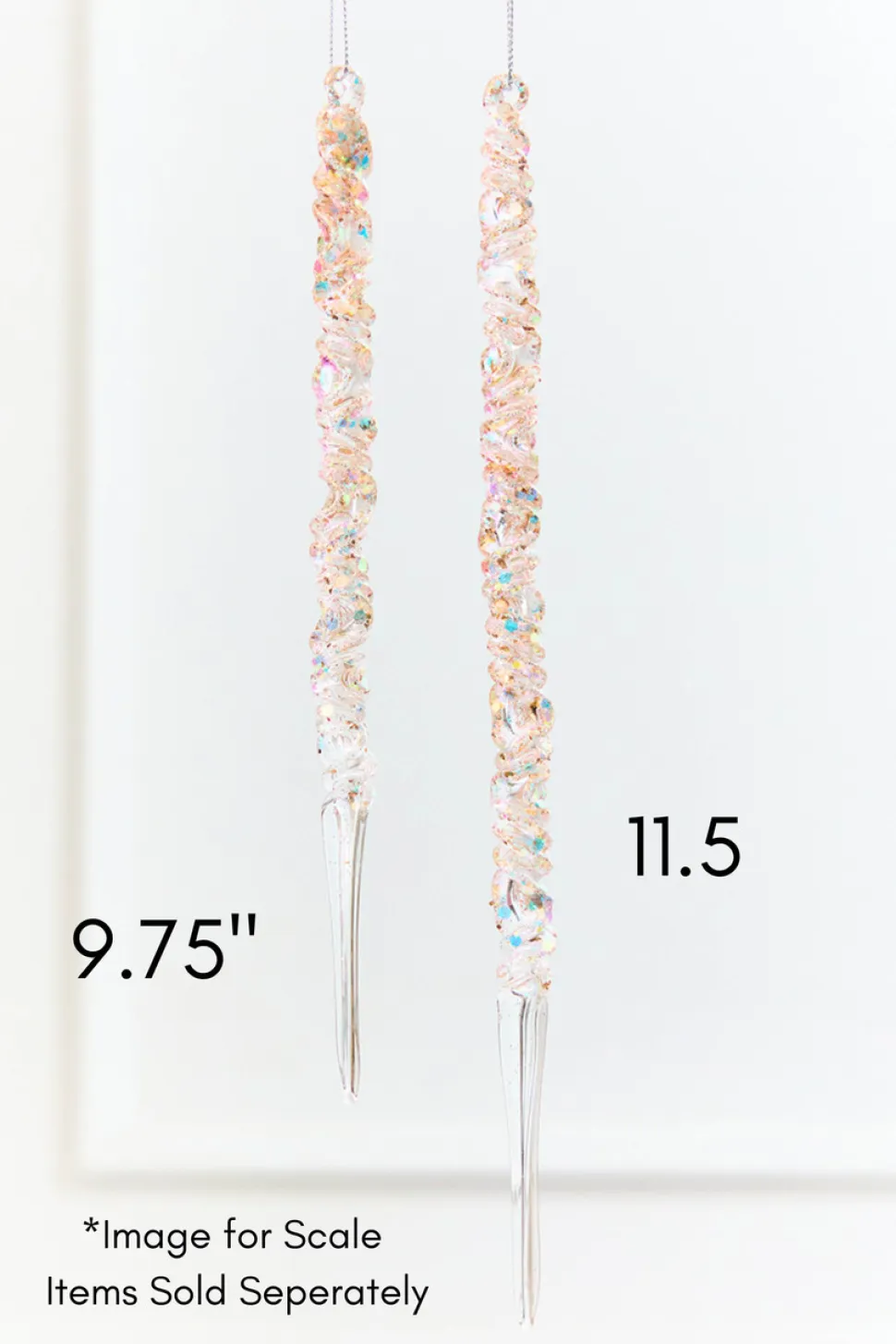 11.5" Iridescent Glass Icicle Ornament
