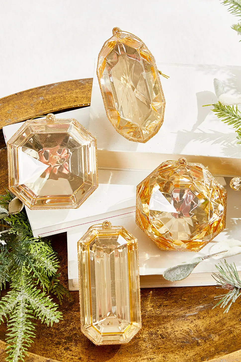 4"-5" Jewel Ornament - Champagne