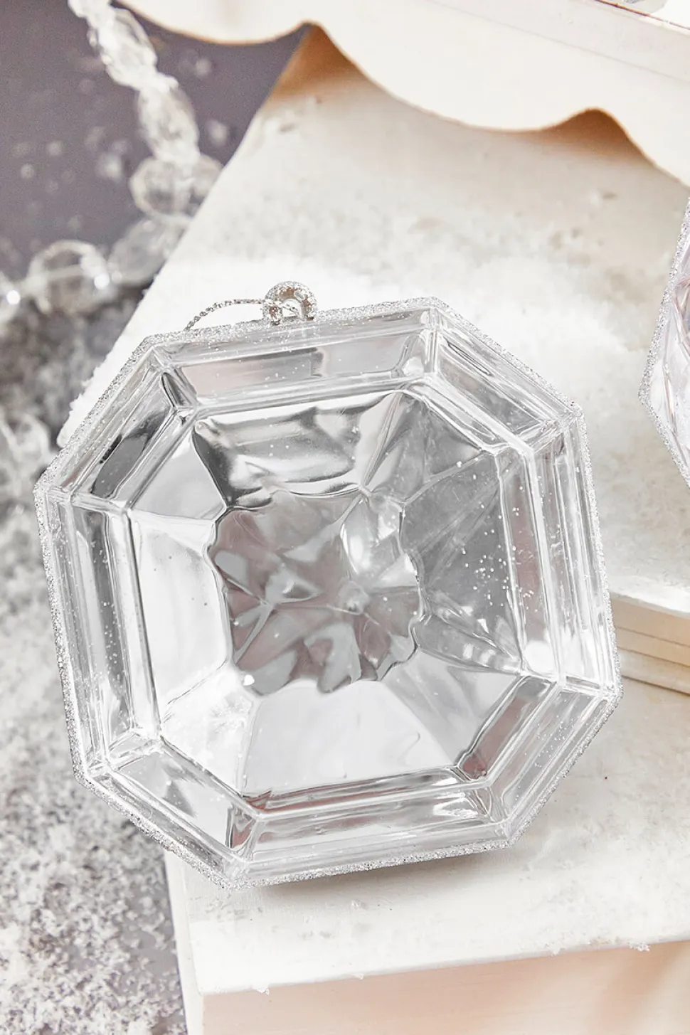 4"-5" Jewel Ornament - Silver