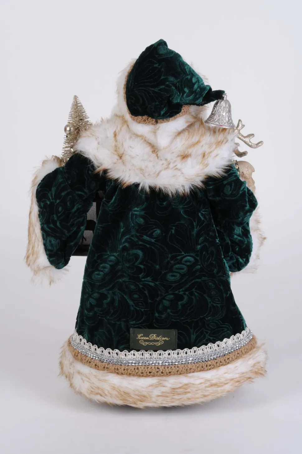 17" Karen Didion Lighted Woodland Emerald Santa