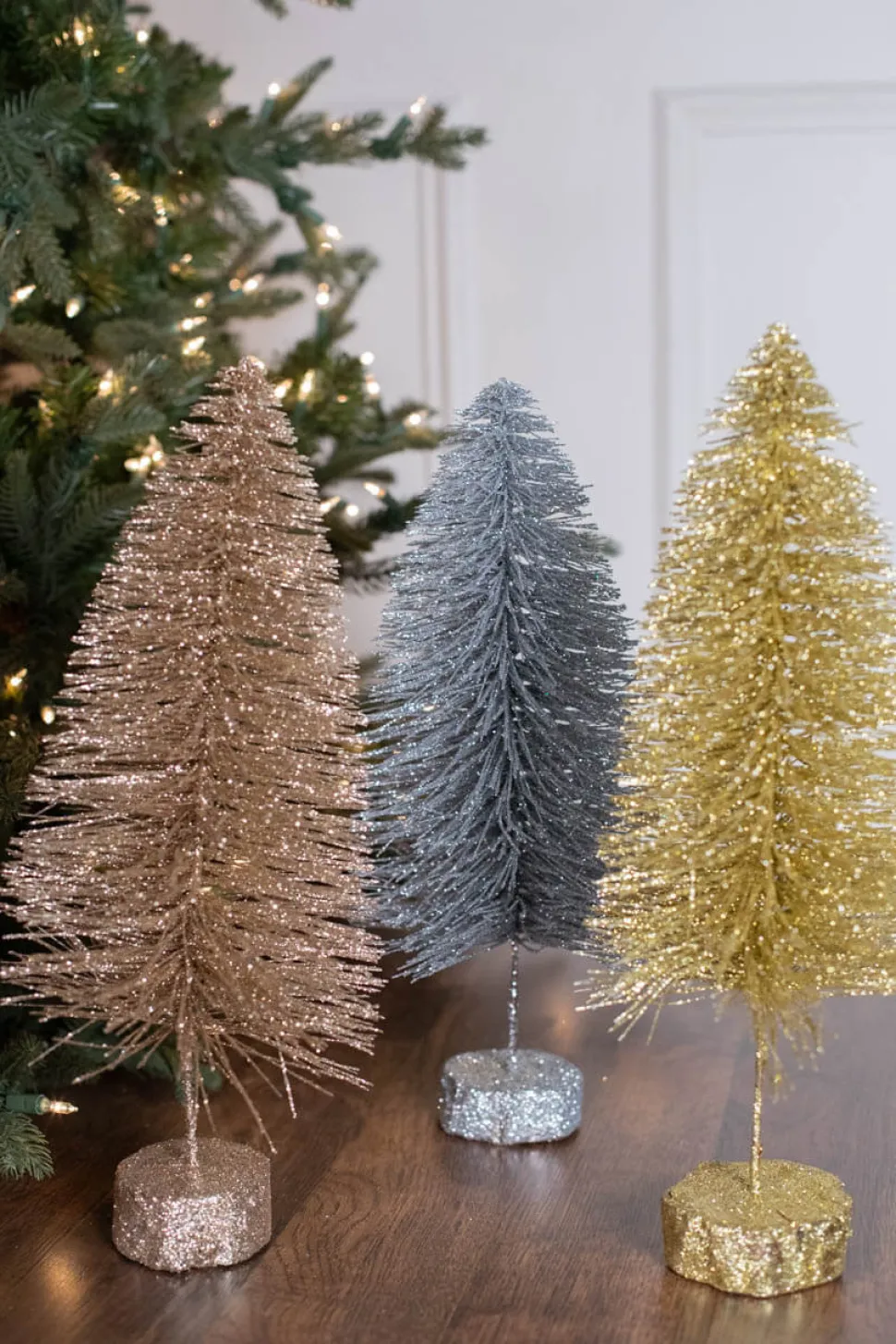 15" Large Metallic Bottle Brush Tree