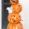 28" LED Resin Pumpkin Stack with Ghost