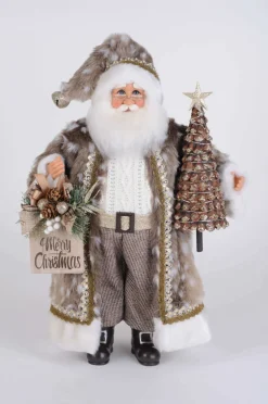 Lighted Natural Fawn Santa