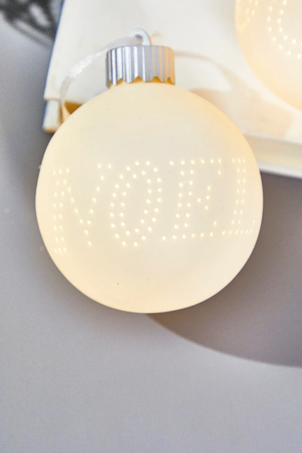 3" Lighted Text Ceramic Ornament