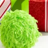 4" Lime Green Furry Fabric Ball Ornament