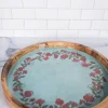 15" Mango Wood Pomegranate Wreath Tray