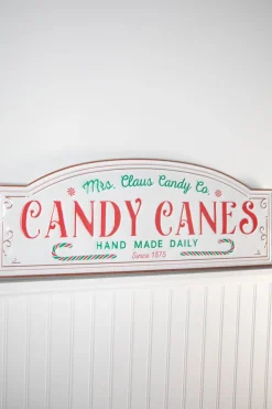 28” Metal Embossed Candy Cane Wall Sign