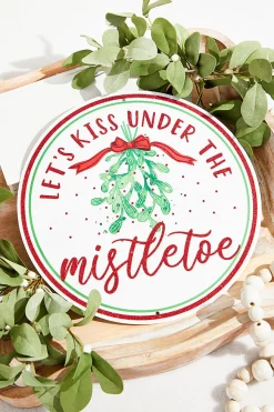12" Metal "Lets Kiss Under the Mistletoe" Sign