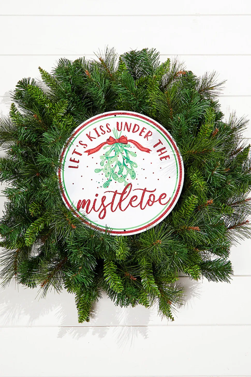 12" Metal "Lets Kiss Under the Mistletoe" Sign