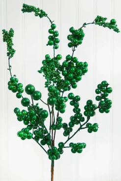 18” Metallic Dew Berry Spray - Emerald