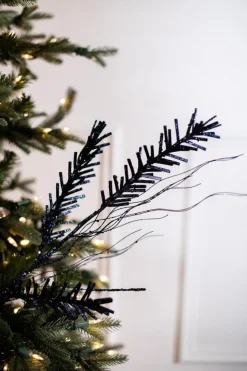 30” Midnight Blue Glitter Pine Spray