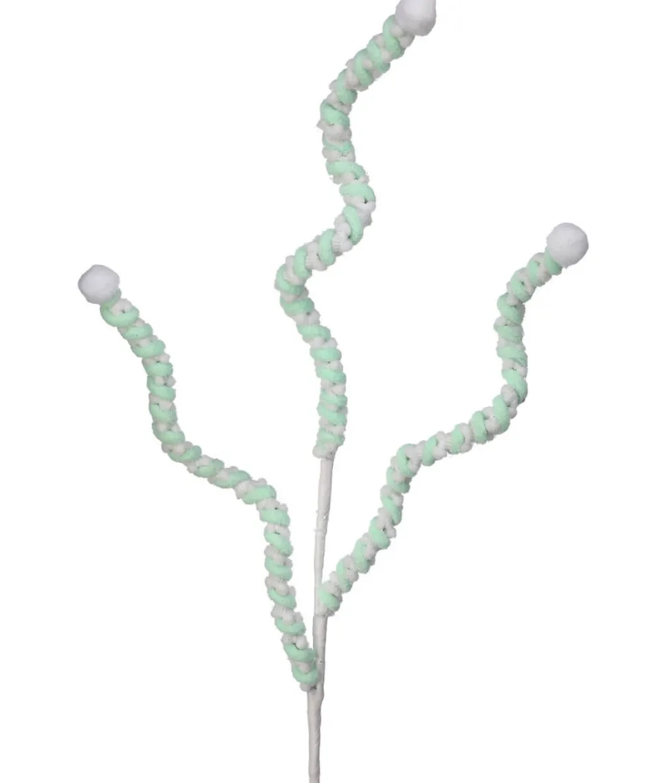 25” Mini Cottonball Peppermint Christmas Spray - Green/White