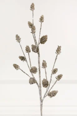 28" Mini Glitter Pinecone Spray