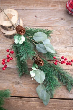 29” Mixed Pine Berry Pinecone Spray