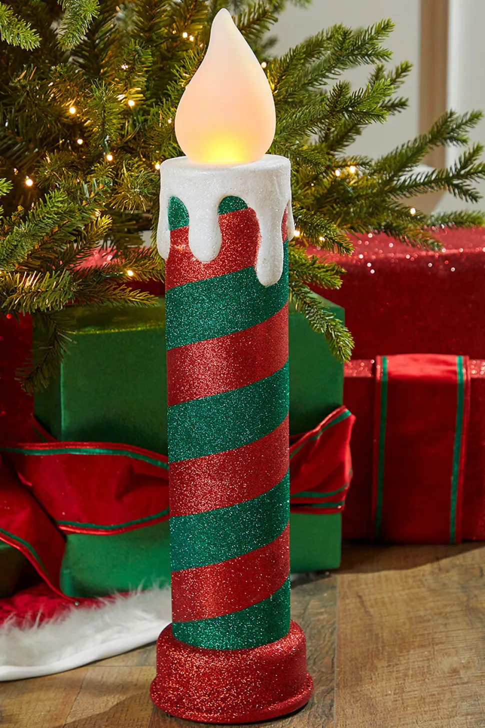 24" Mr. Christmas Retro Blow Mold Candle - Red/Green