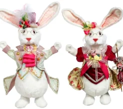 15" Mr & Mrs Fluffy Chubby Rabbit, Set of 2 - Mark Roberts