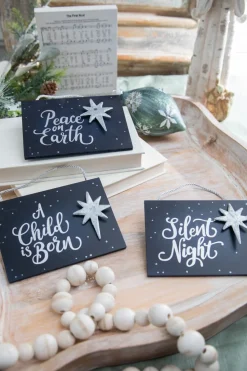 4.5" Navy Holy Night Plaque Ornament