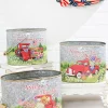 9.8" Nesting Metal Americana Truck Design Buckets - Set Of 3