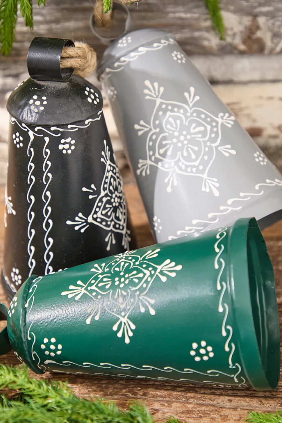 9" Nordic Snowflake Metal Bell Ornament