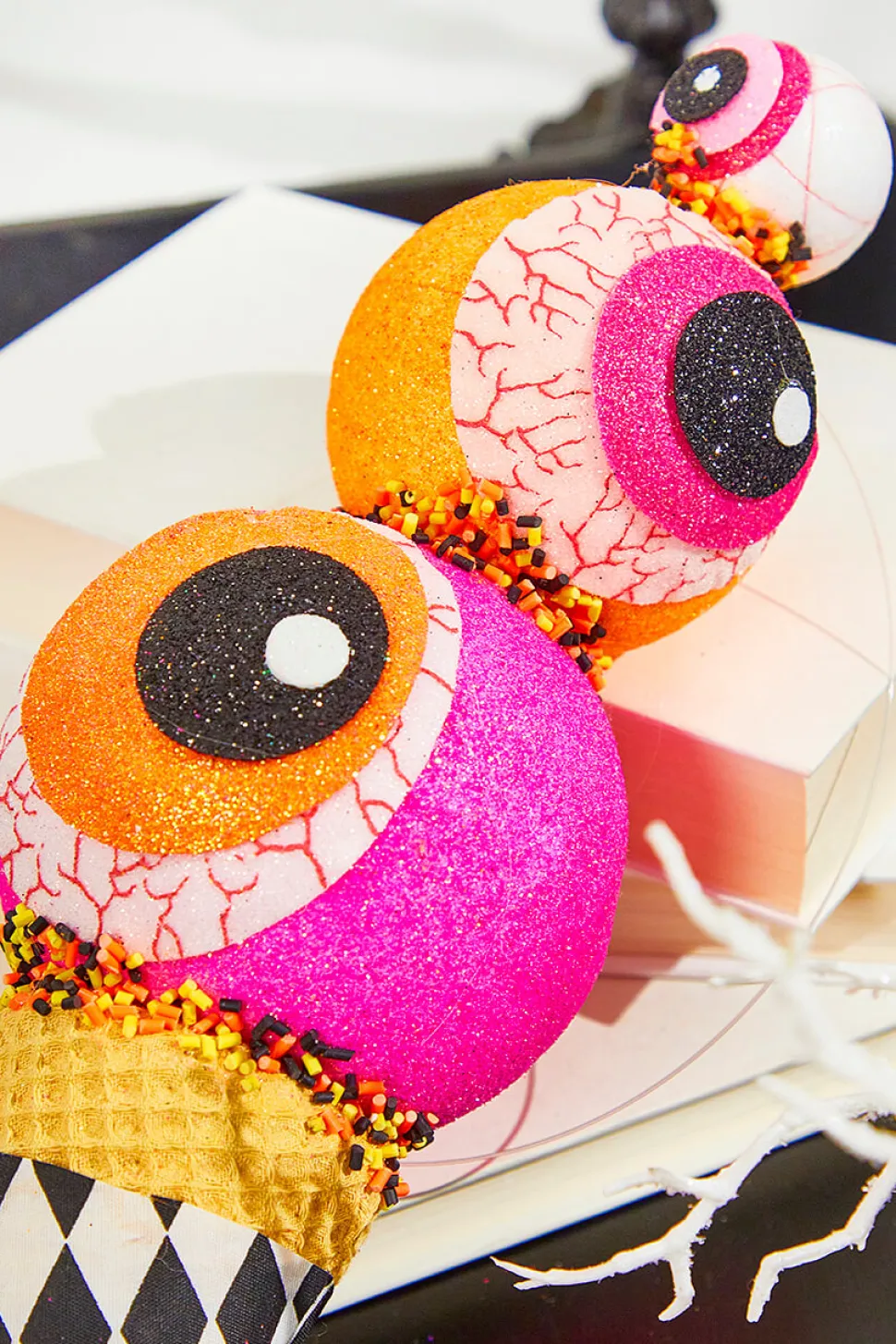 13" Orange & Pink Eyes Cream Ornament