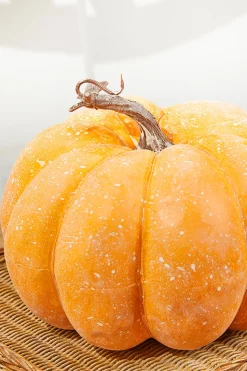 8" Orange Weathered Pumpkin with Stem