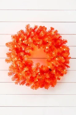 24" Orange Wreath with LED Lights