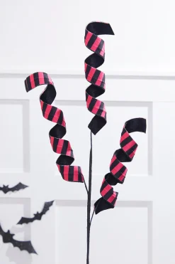 30” Pink & Black Double Sided Fabric Curly Spray