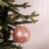 4.5” Pink Glitter Sequin Iced Ball Christmas Ornaments