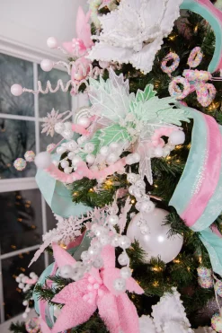 25” Pink & White Velvet Corkscrew Spray