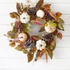 24" Pumpkin Leaves Berry Wreath
