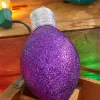 7" Purple Glitter Light Bulb Ornament